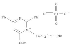 Pyrimidinium, 6-(methylthio)-1-octyl-2,4-diphenyl-, perchlorate
